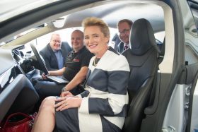 Newly appointed Chief Engineer & the Parliament Secretary for Treasury & Finance try out  Bosch’s new automated vehicles